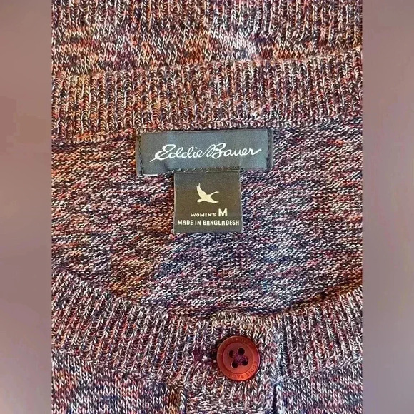 Eddie Bauer Purple Pink Marled Women’s Button Up Classic Cardigan Medium Casual - Picture 4 of 8